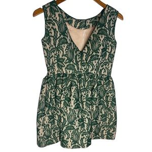 Zara Green Lace Brocade Fit & Flare Tulip Dress